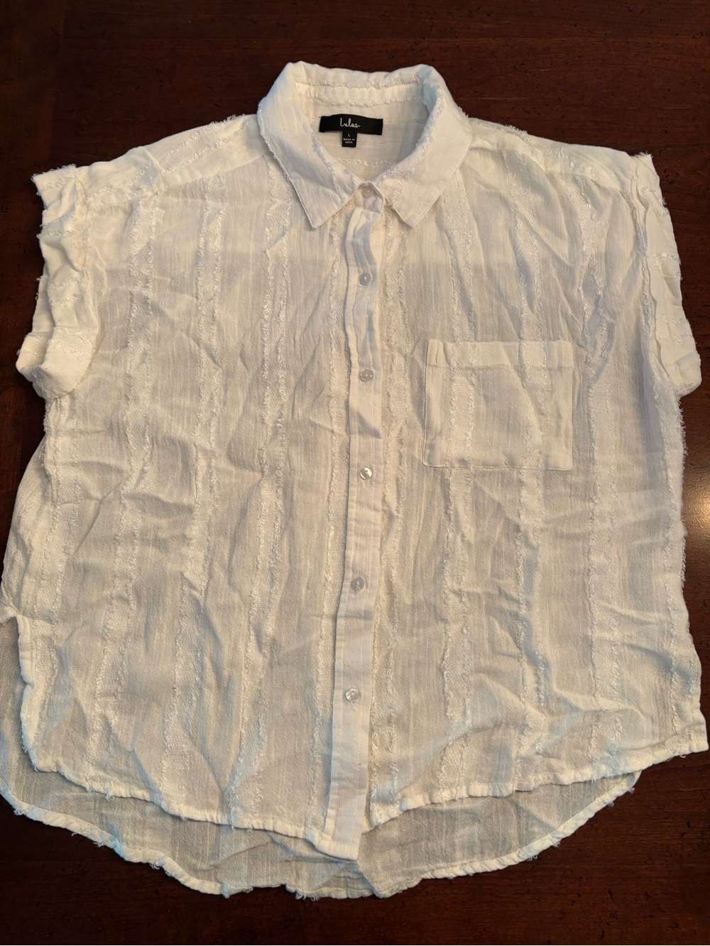Lulus white textured short-sleeve button-up shirt